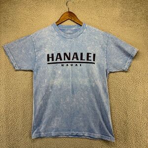 Yesterdays Sportswear Shirt Men's Small Blue Hanalei Kauai Hawaii Stone Washed